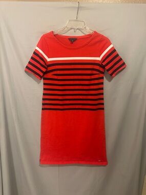 Tommy Hilfiger Red, Navy & White Striped Knit Mini Dress